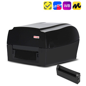 Термотрансферный принтер этикеток MERTECH TLP300 TERRA NOVA (300 DPI) USB, RS232, Ethernet Black с отрезчиком картинка от магазина Кассоптторг